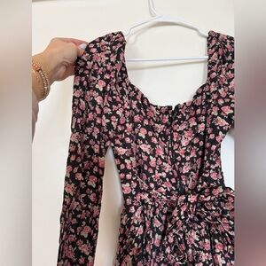 Altar'd State Black Dress with Pink Floral Accents